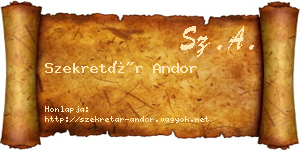 Szekretár Andor névjegykártya
